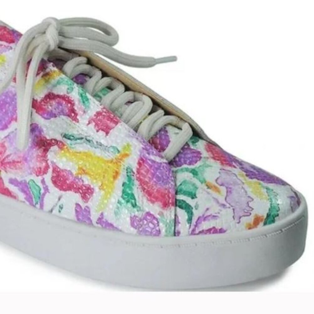 NWT BAND OF THE FREE Jupiter Floral Snake Embossed Leather Platform Sneaker
